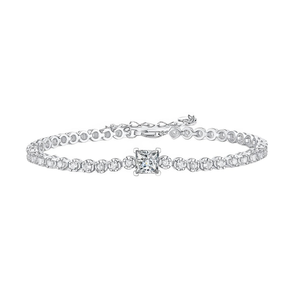 Feines 925 Sterling Silber Armband – filigrane Kette mit intensiv funkelndem Moissanite im präzisen Schliff