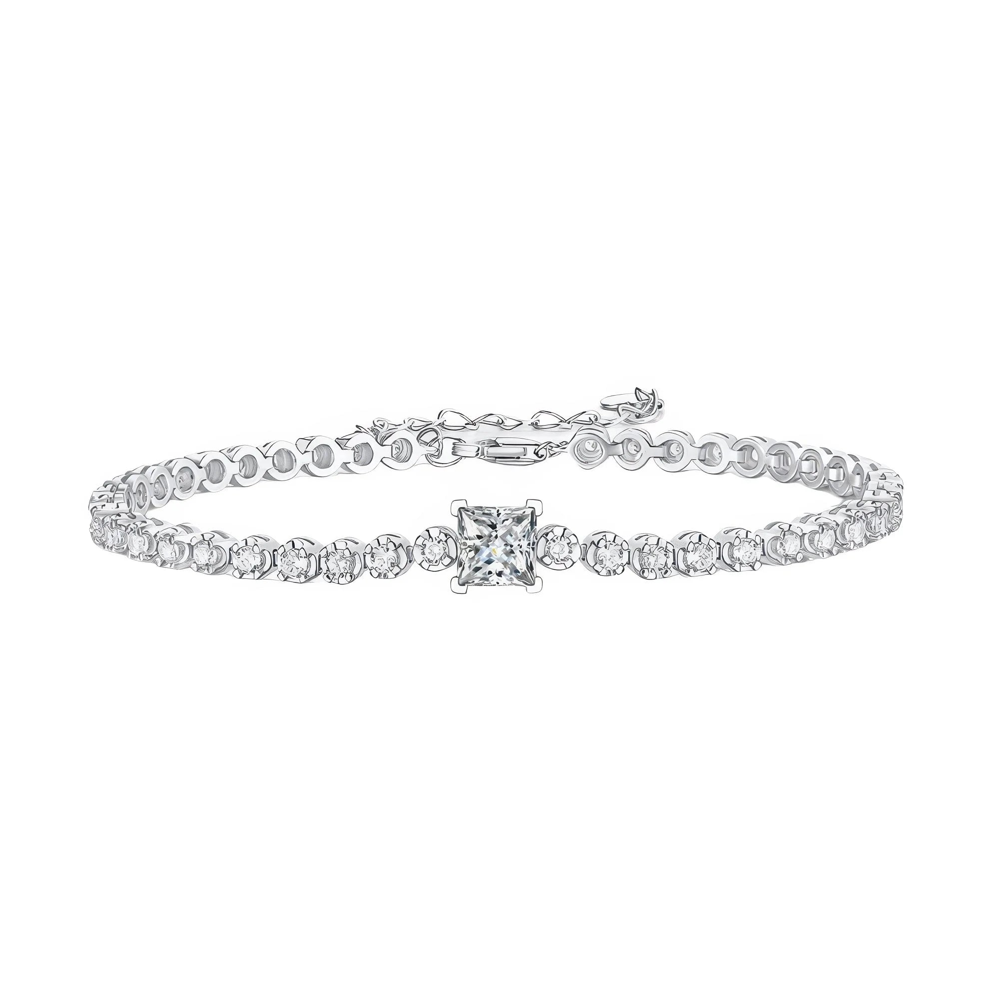 Feines 925 Sterling Silber Armband – filigrane Kette mit intensiv funkelndem Moissanite im präzisen Schliff