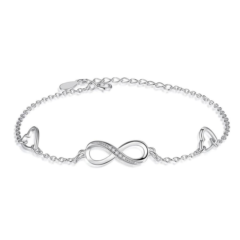 Infinity Armband aus 925 Sterling Silber – feine Herzen und Unendlichkeitssymbol, perfekte Kombination für emotionale Momente