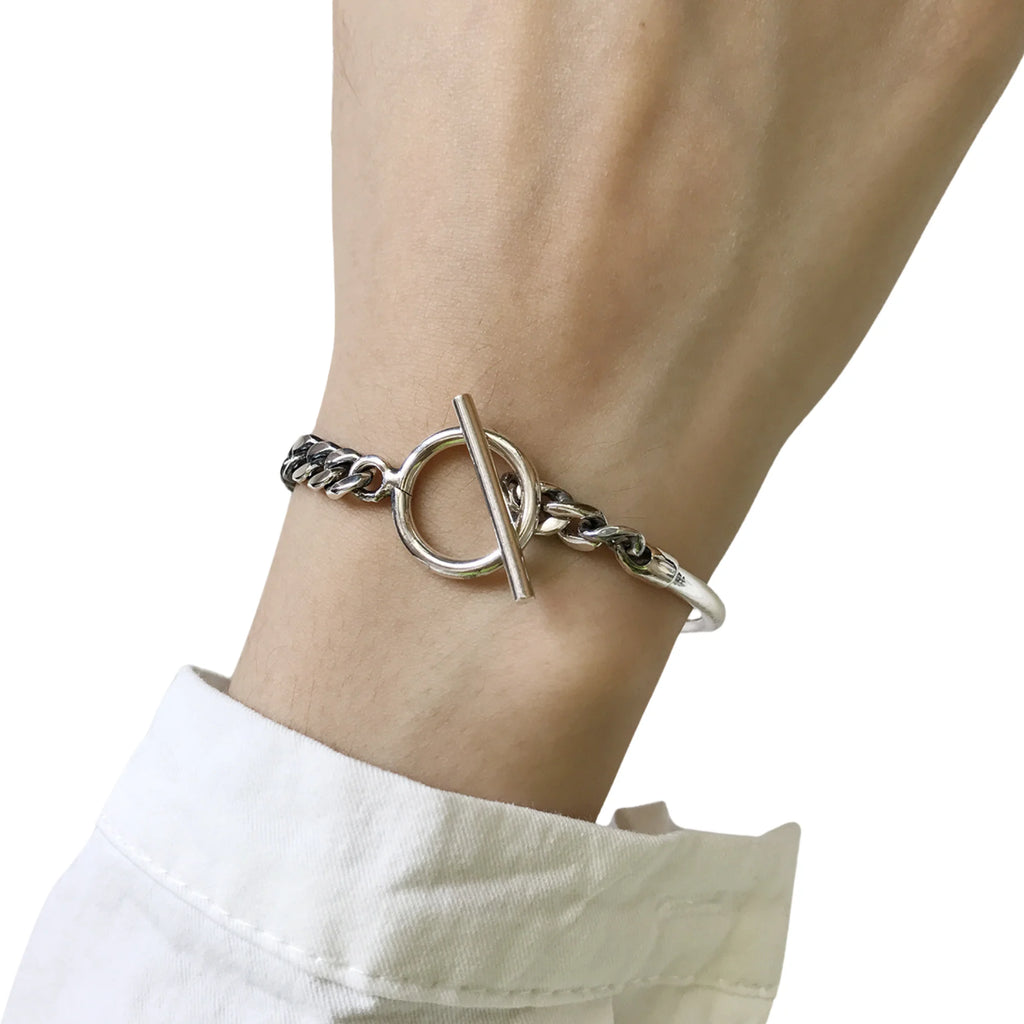 Urbanes 925 Silber Armband mit oxidiertem Finish – markanter Gliederstil, modernes Statement für Alltag und Business