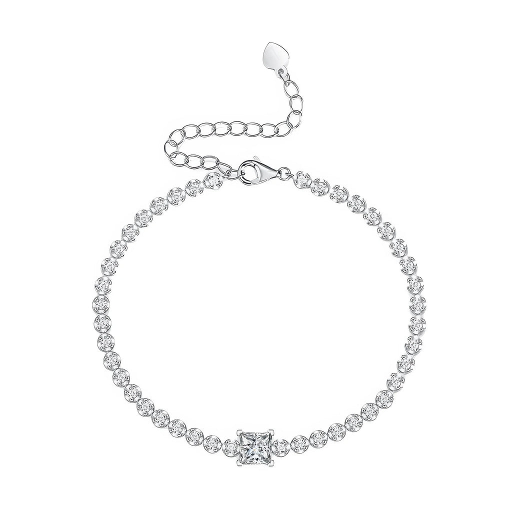 Verlängerbares 925 Silber Armband mit strahlendem Moissanite-Stein – flexibler, stilvoller Alltags- und Eventbegleiter