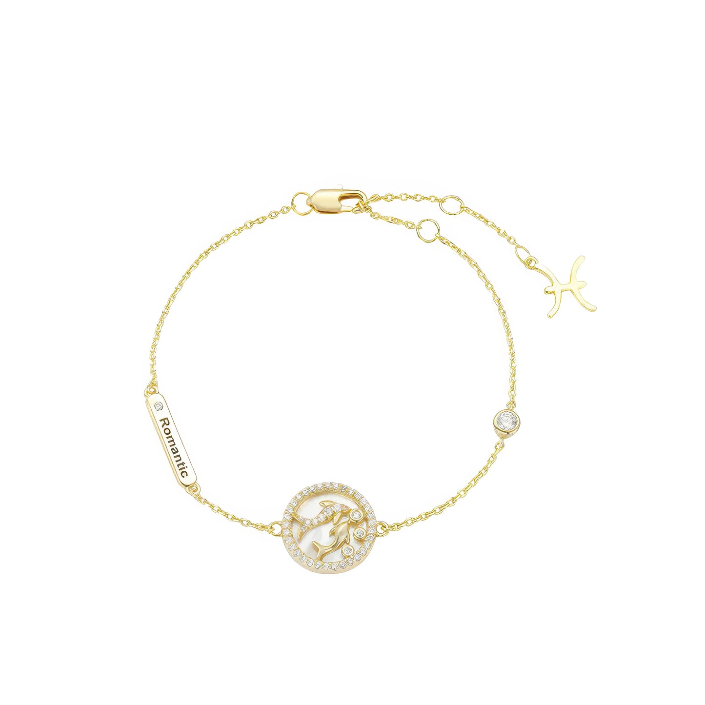 Feines Gold-Armband mit filigraner Fische-Gravur