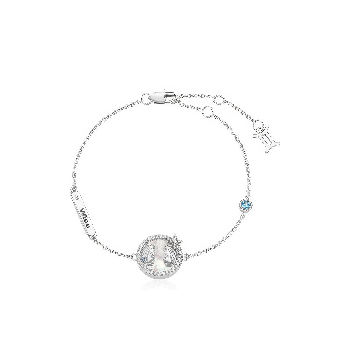 Silbernes Armband mit astrologischem Zwillinge-Zeichen