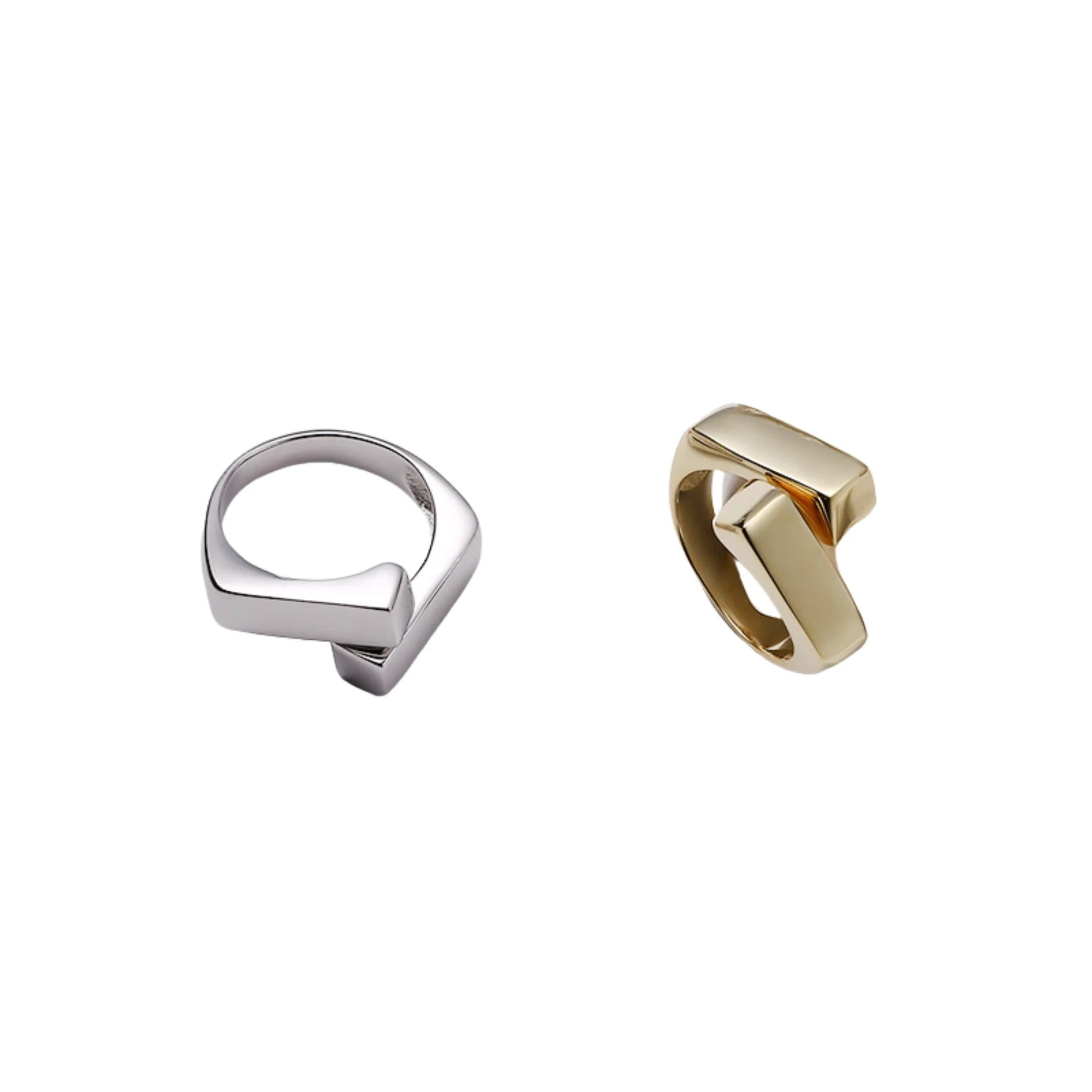 Massiver Ring mit geometrischer Kreuzstruktur – erhältlich in Silber oder Goldoptik