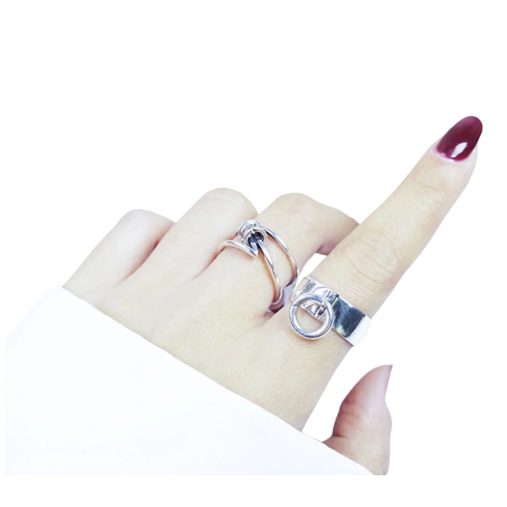 Silberring mit beweglichem Element – offen, glatt und verstellbar