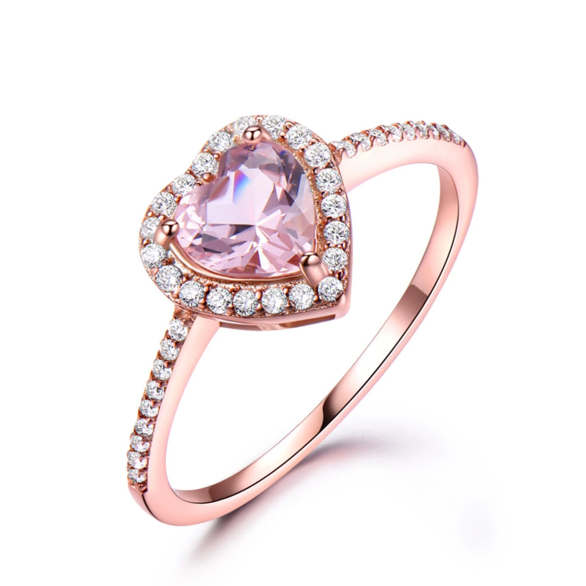 Silberring mit zartem rosa Edelstein in Herzform – gefasst in hochwertigem 925 Silber