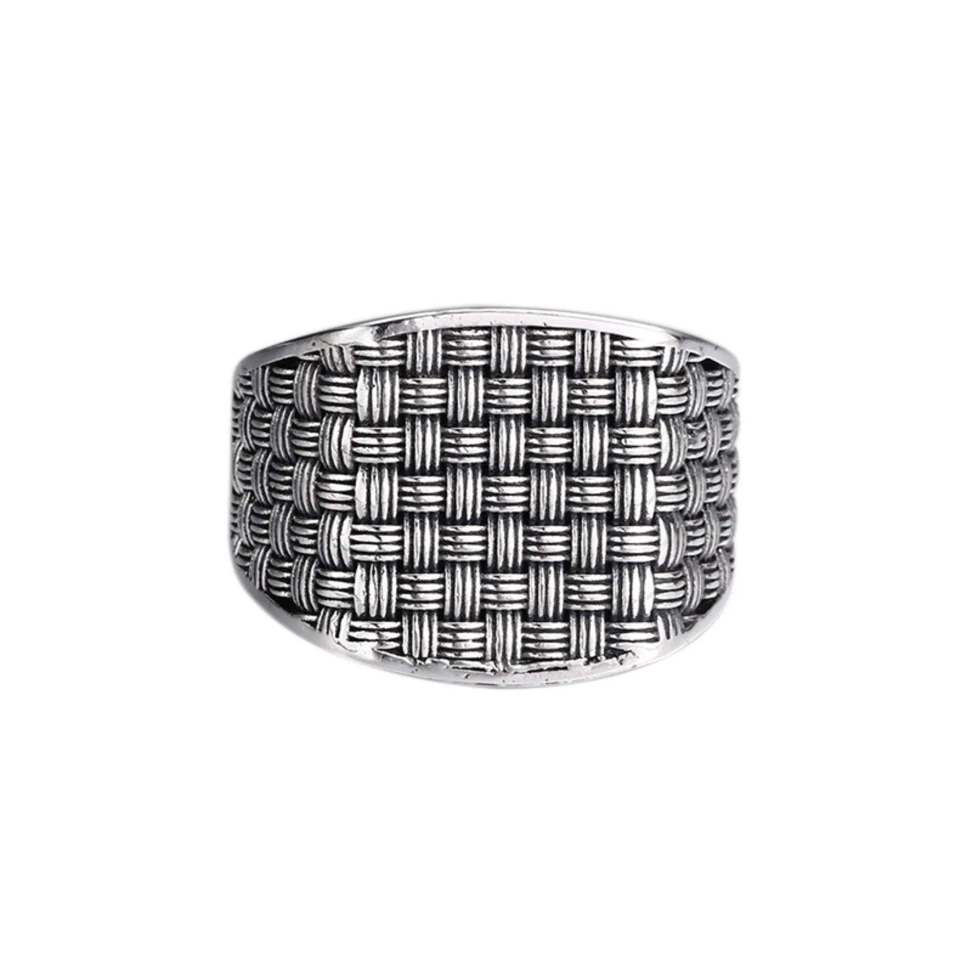 Silberring mit eckigem Wickeldesign aus massivem Silber – offen und verstellbar