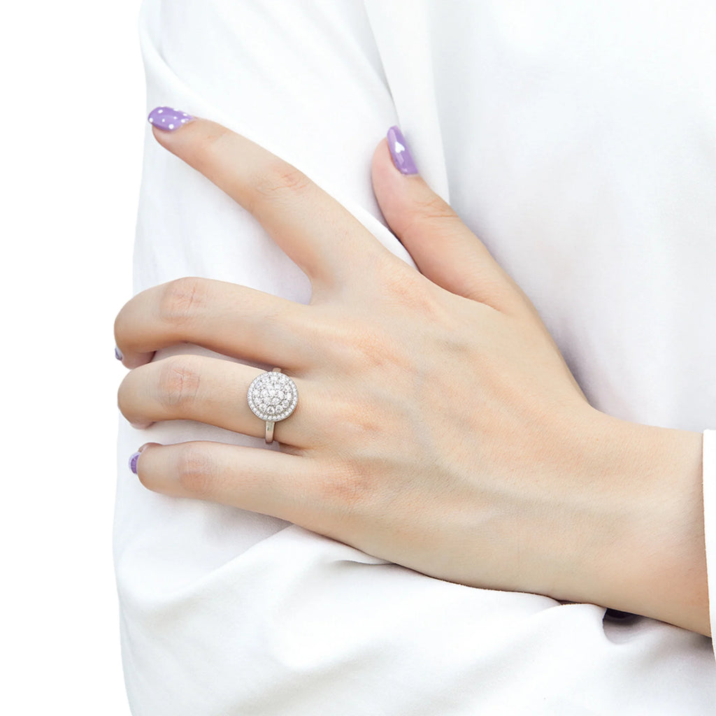 Silberring mit flacher Zirkonia-Fläche – rund und klar designt