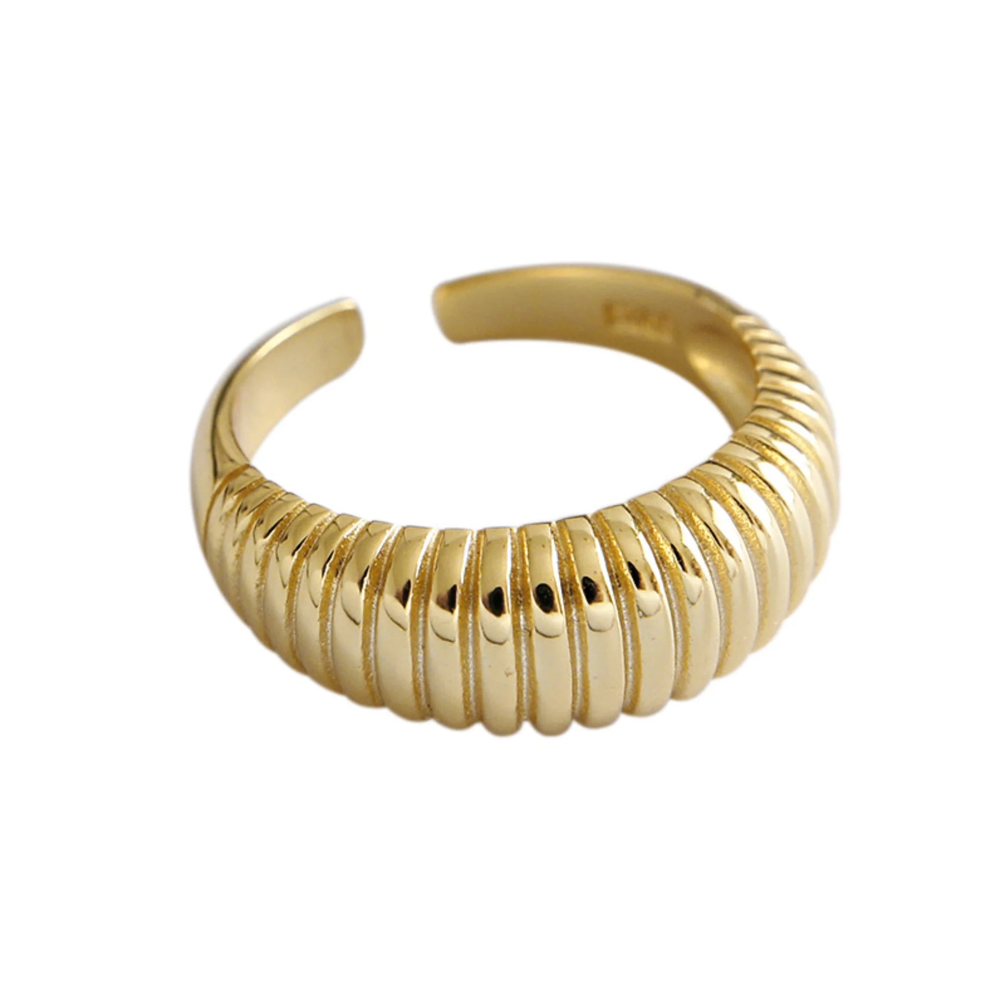 Silberring mit Rillenstruktur – offen tragbar in Gold oder Silber für moderne Looks mit Tiefe