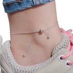 Verstellbares Fusskettchen 925 Sterling Silber Damen – platinveredelt mit Stopper