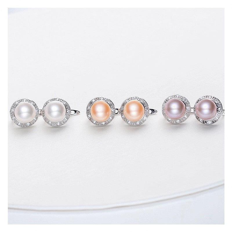 Natural Strong Freshwater Genuine Pearl Earrings In S925 Silver