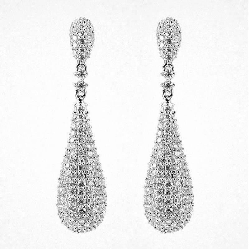 Long 925 Silver Water Drop-shaped Earrings