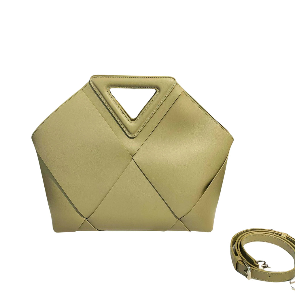 Rosa Lederhandtasche mit Rautenstruktur, strukturiertem Griff und edlem Finish