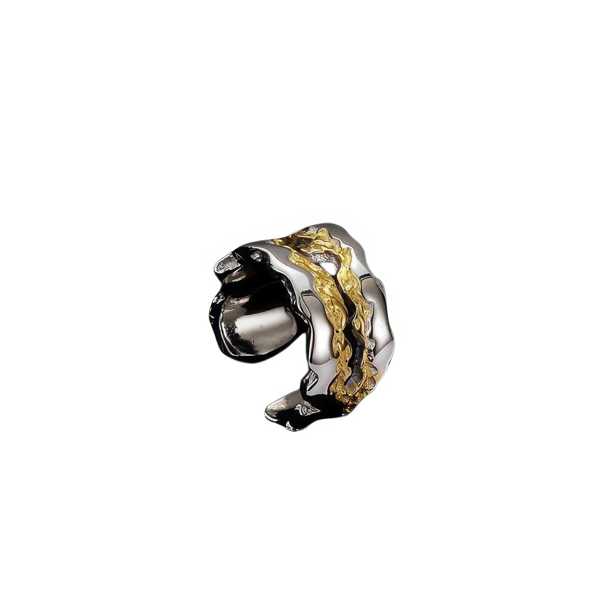Ear Cuff Silber mit Goldakzent – kompakte Rückansicht