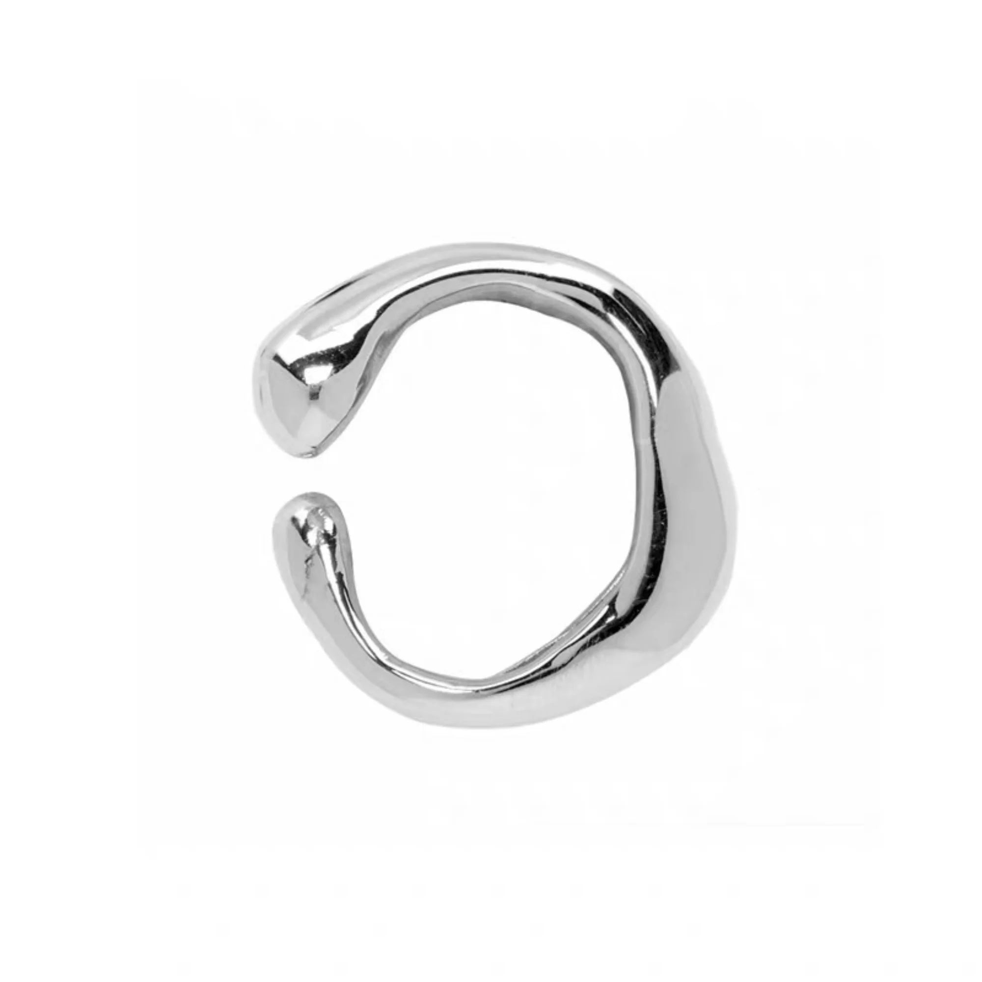 Lava Ear Cuff – versilbert, unregelmässige Oberfläche, Einzelstück