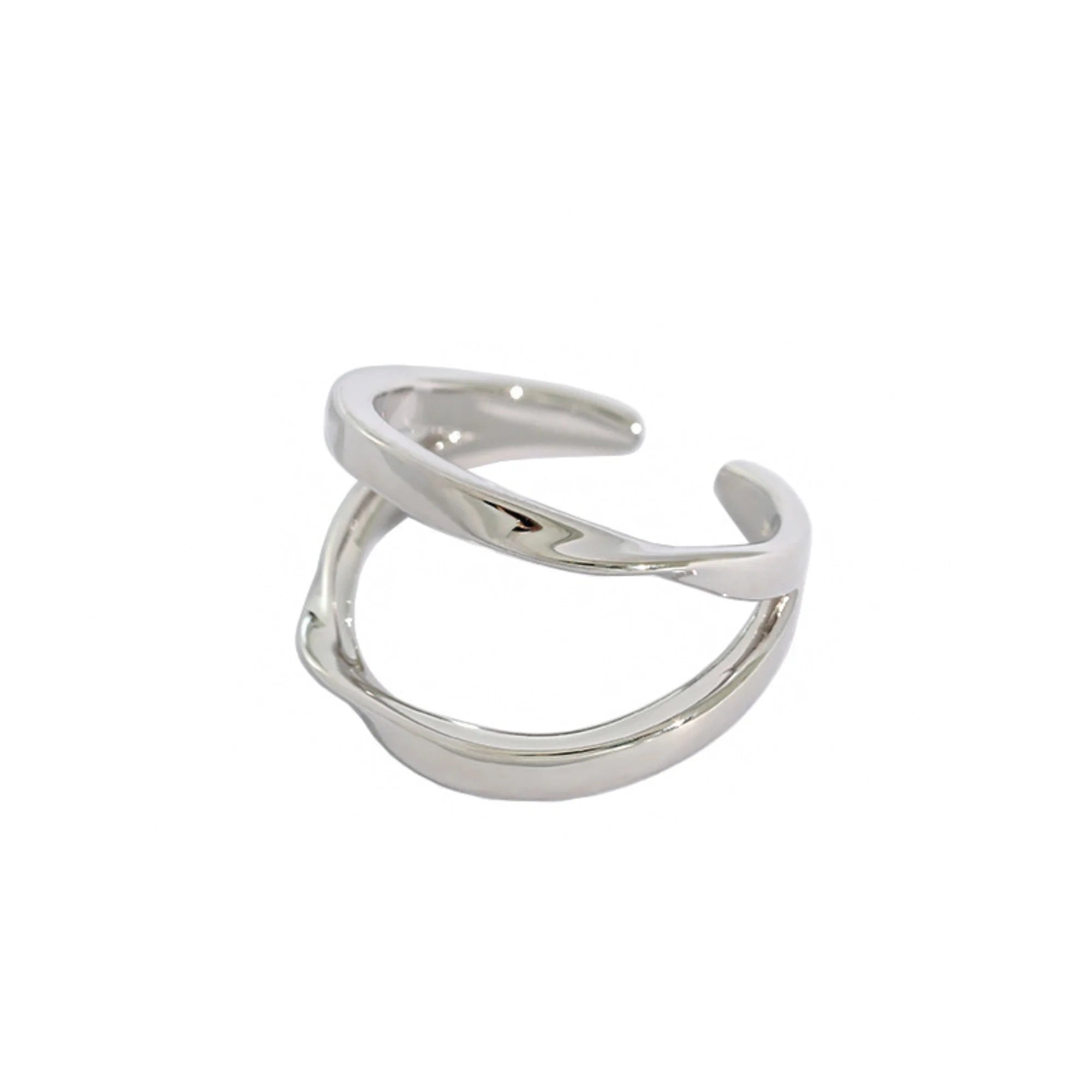Offener Designring mit zwei weichen Windungen aus echtem 925 Silber