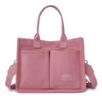 Rosafarbener Canvas Shopper mit Schultergurt und klarem Design
