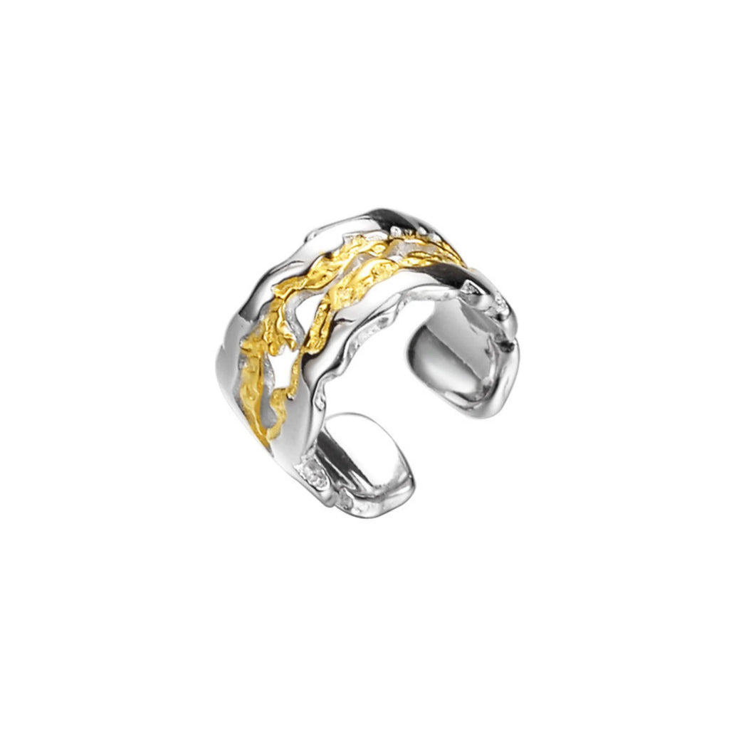 Ear Cuff Silber mit goldfarbenem Akzent – Detailansicht seitlich