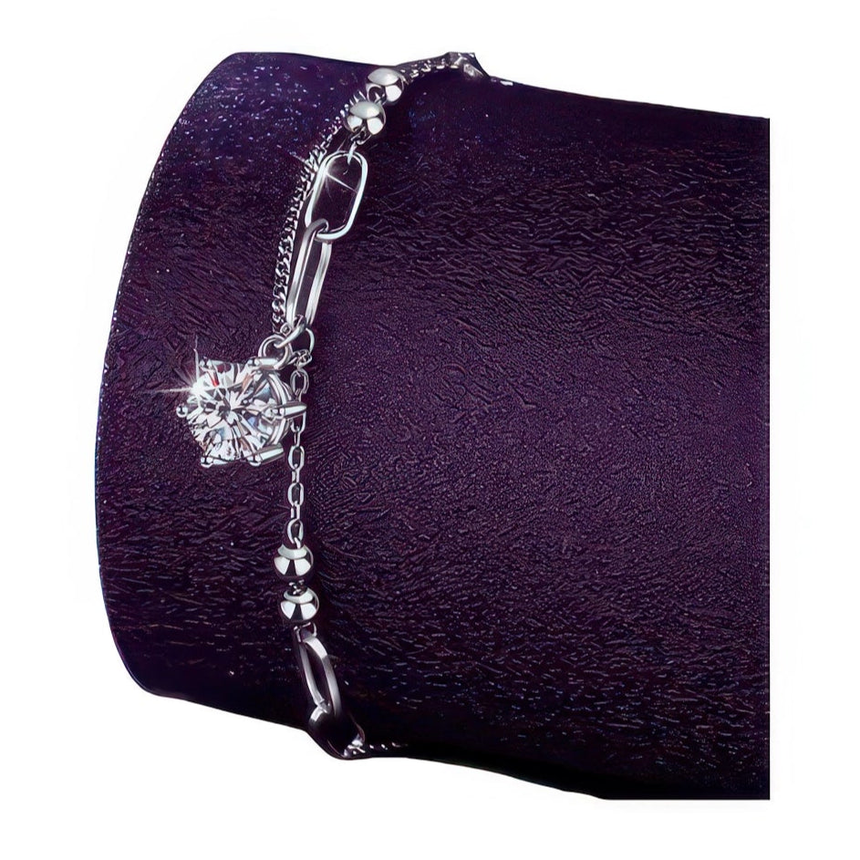 Stilvolles 925 Silber Armband mit glitzerndem Moissanite oder Carbon Stein