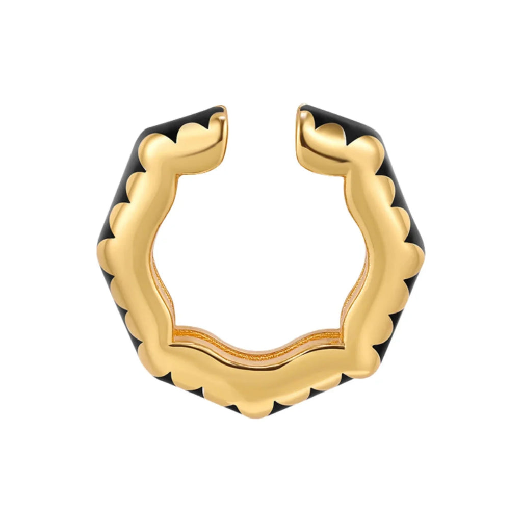 Design Ear Cuff Gold-Schwarz – Einzelansicht, ohne Piercing
