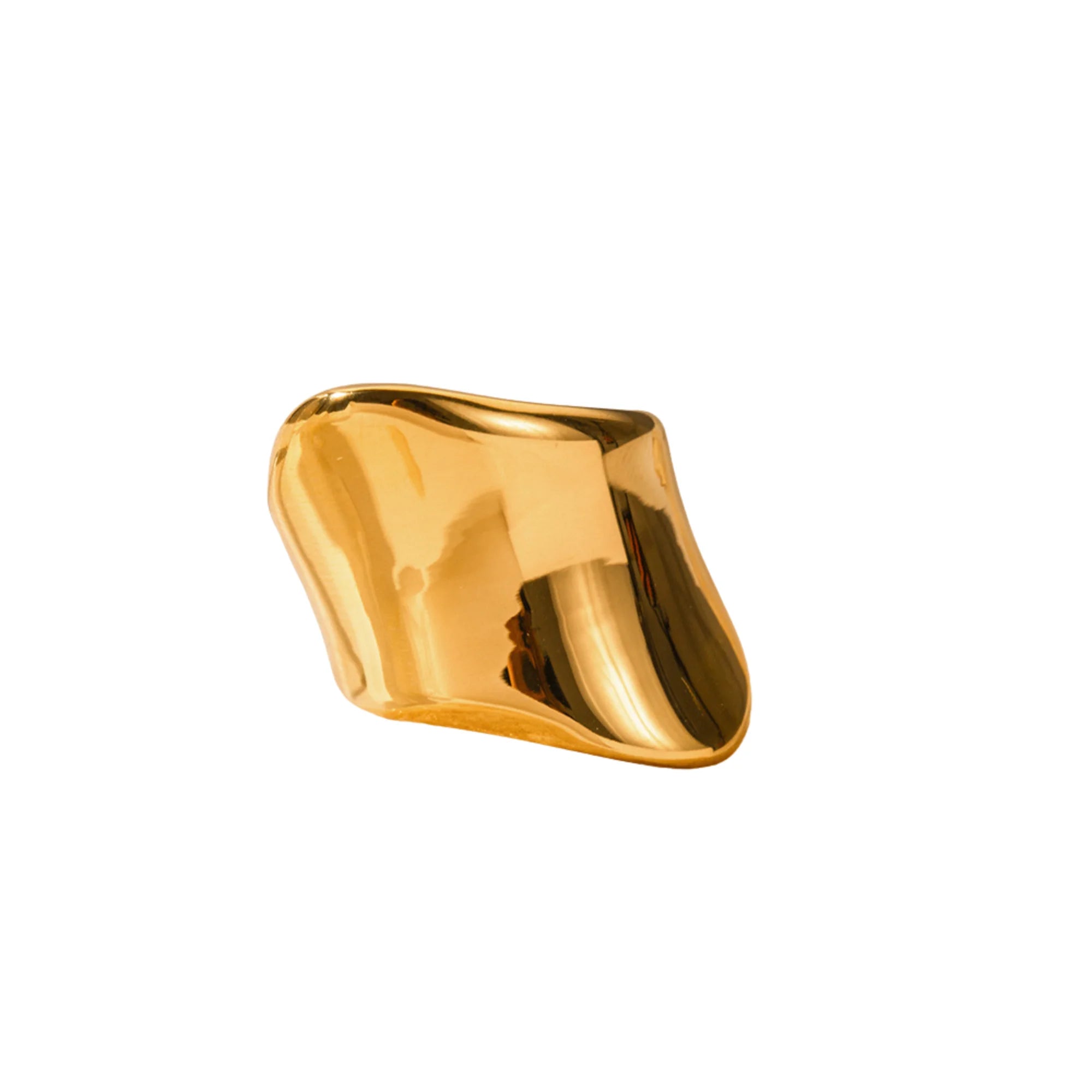 18K beschichteter Edelstahlring in breitem, glänzenden Design