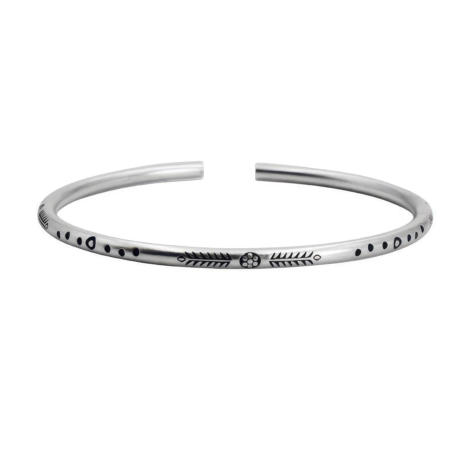 925 Silber Armreif mit handgefertigter Gravur – authentisches Design, offen und zeitlos