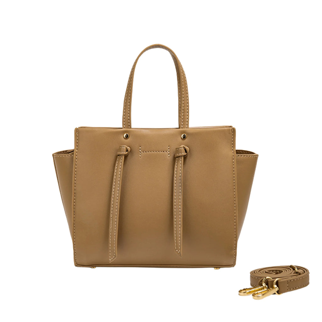 Apricotfarbene Tasche mit Schleifenstruktur, PU-Oberfläche und Crossbody-Riemen