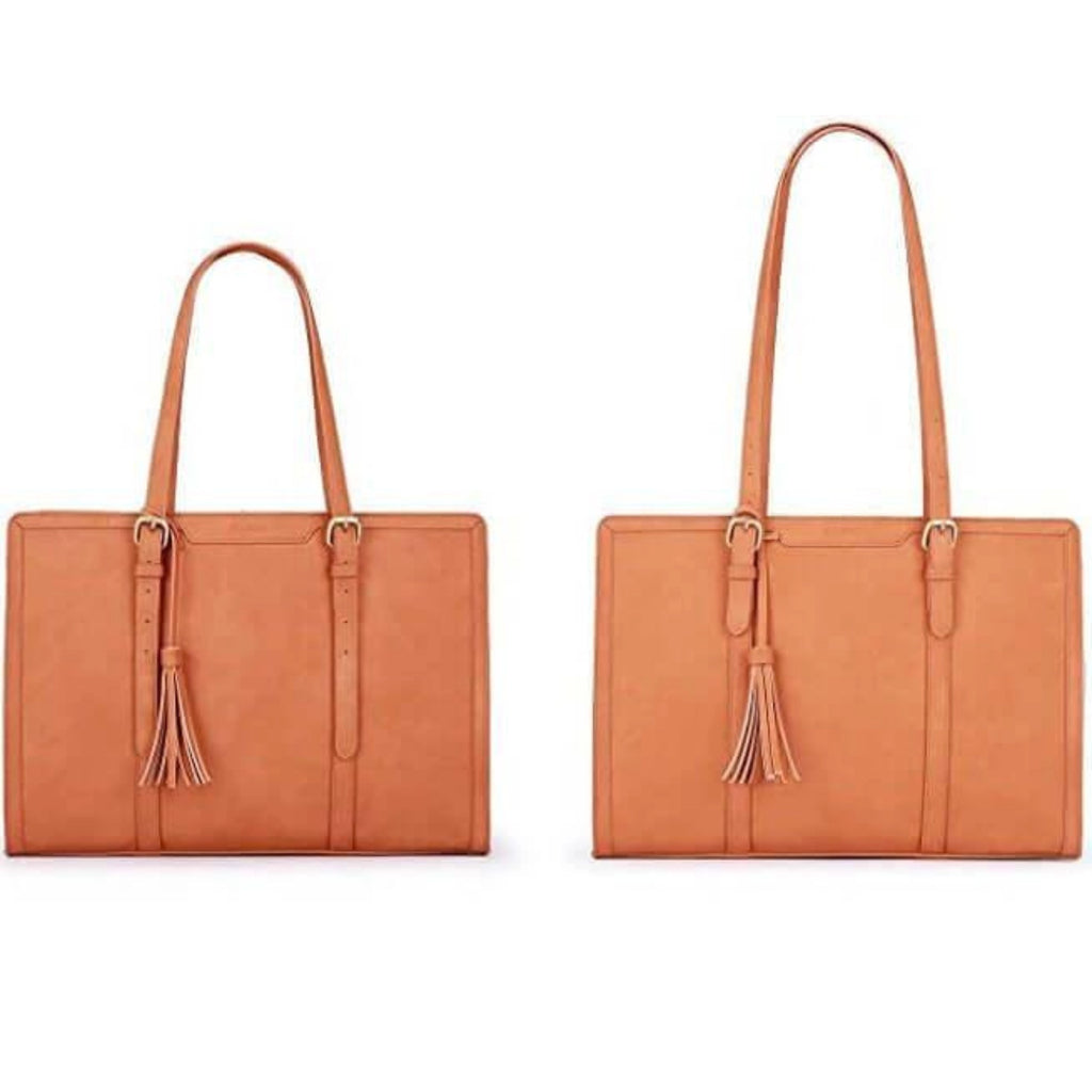 Zwei Innenansichten zeigen Fächer für Laptop, Unterlagen, Etui