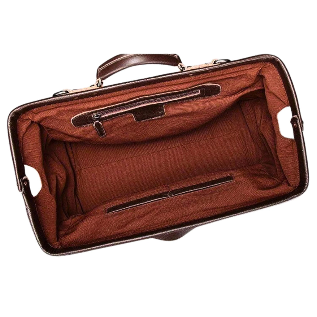 leder weekender 52 cm – rückansicht caffè marrone mit fach