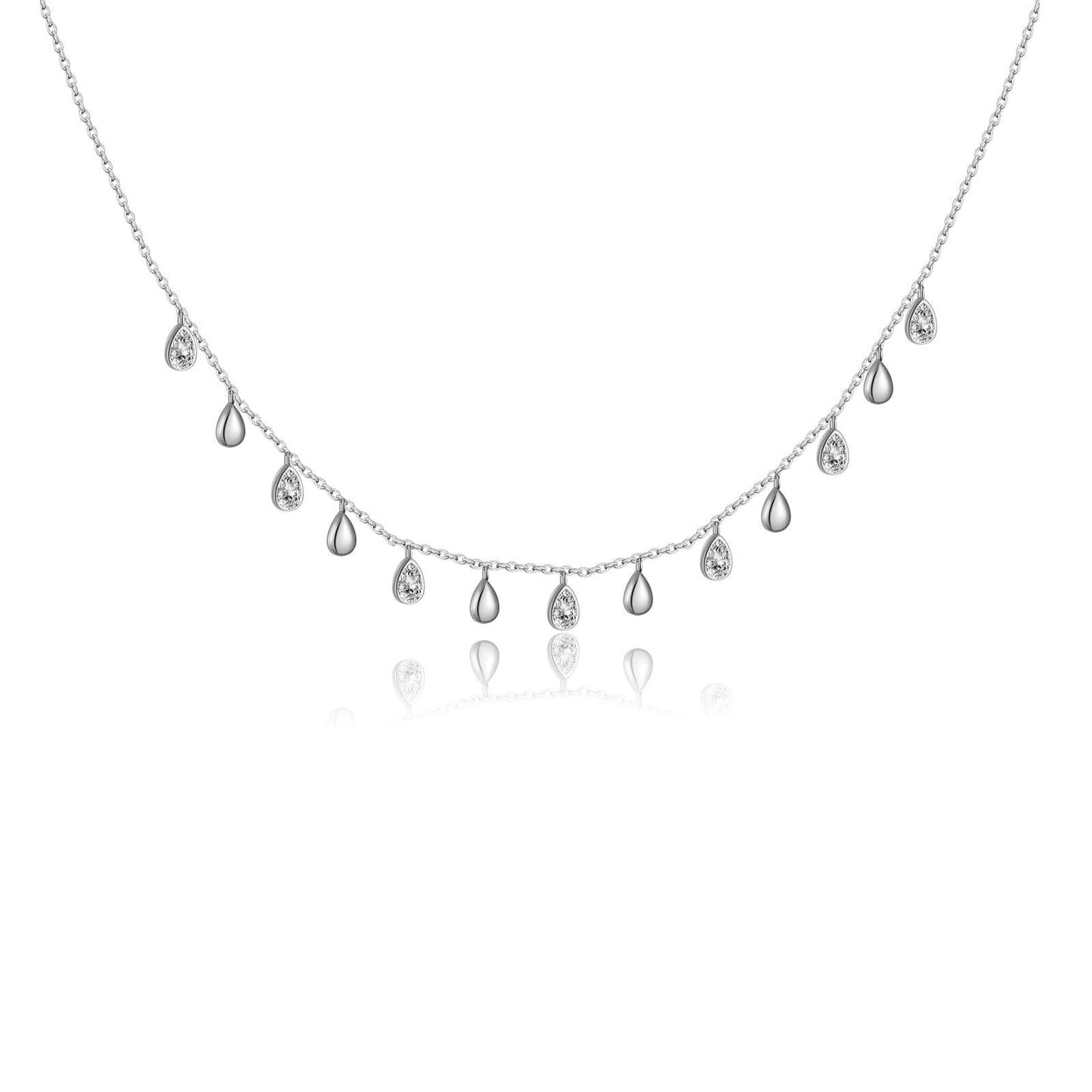 S925 Sterling Silver Pear-shaped Zircon Hanging Scarf Long Necklace