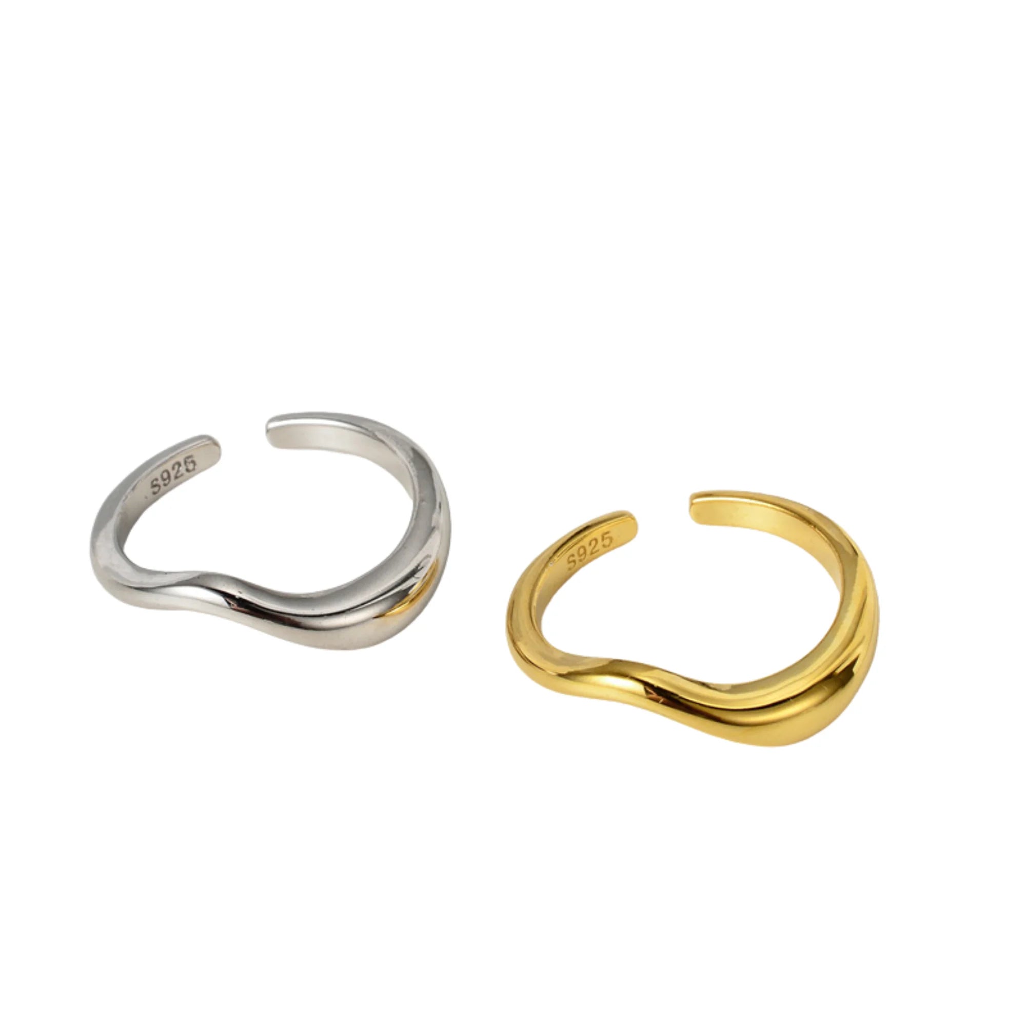 Ring aus 925 Silber mit Wellenform – erhältlich in Silber oder Gold