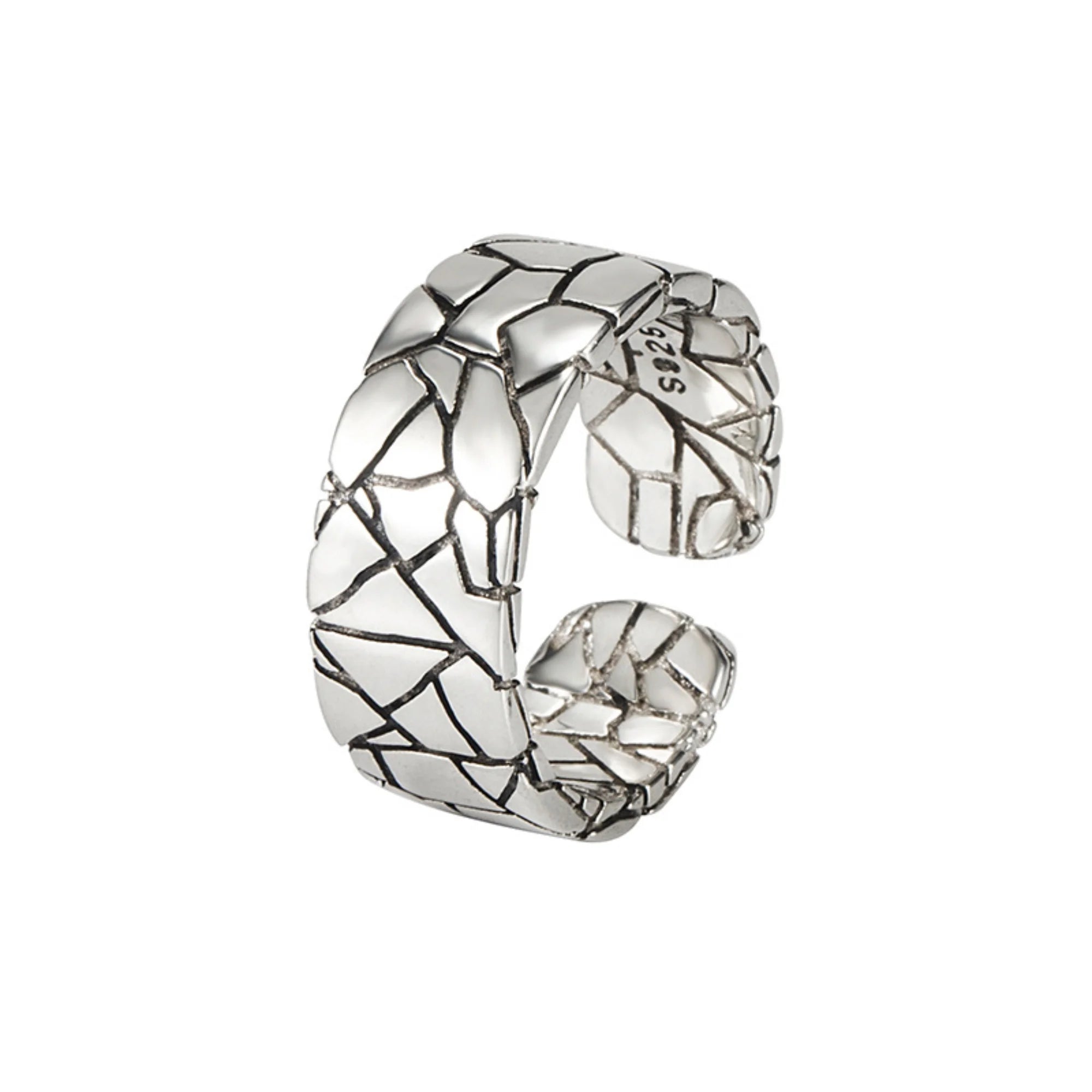 925er Ring mit Vintage-Look und aufgerautem Material – verstellbar tragbar