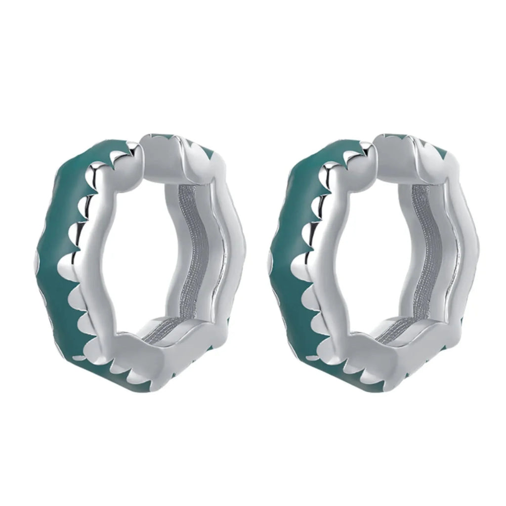 Design Ear Cuff – Paar in Silber-Blaugrün, Seitenansicht