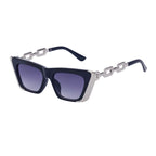 Sonnenbrille in Schwarzblau mit silbernem Metallrahmen – strukturierte Bügel, verlaufgetöntes Glas