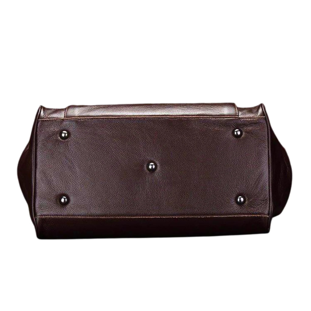 leder weekender 52 cm – bodenansicht caffè marrone mit metallfüssen