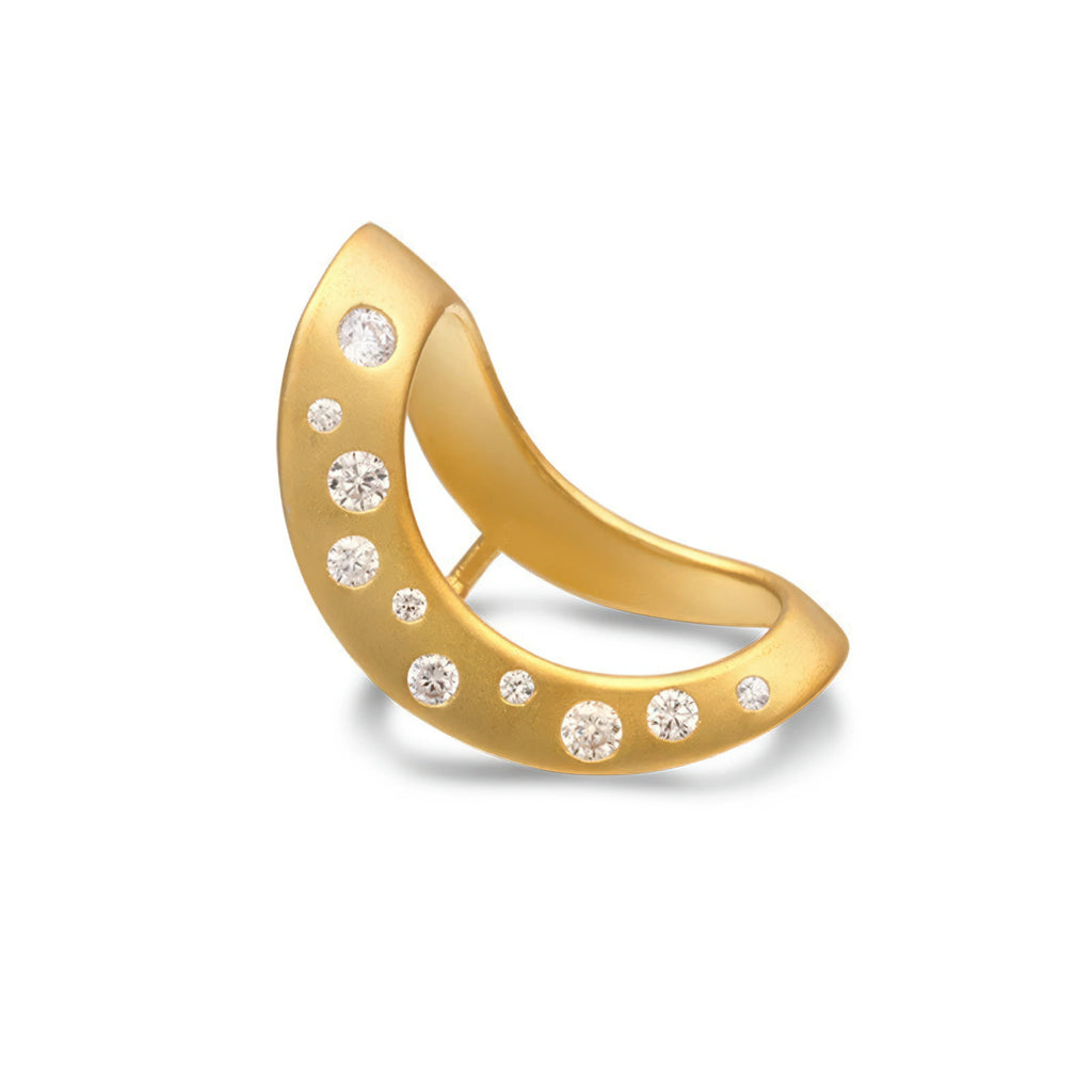 Zirkonia Ear Cuff Nordic Gold – Seitenansicht, klare U-Form