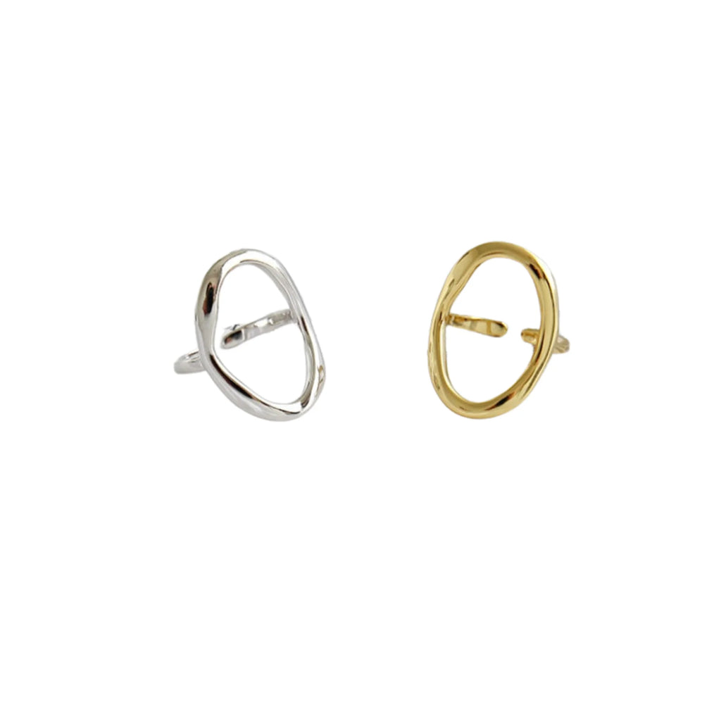 Offenes Design mit ruhiger Linienführung – Silberring mit Goldoptik