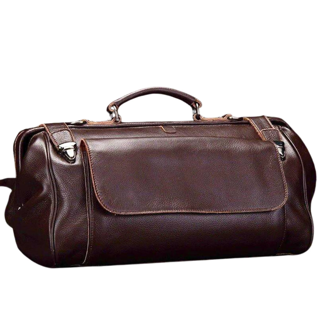 leder weekender 52 cm – seitenansicht caffè marrone geschlossen