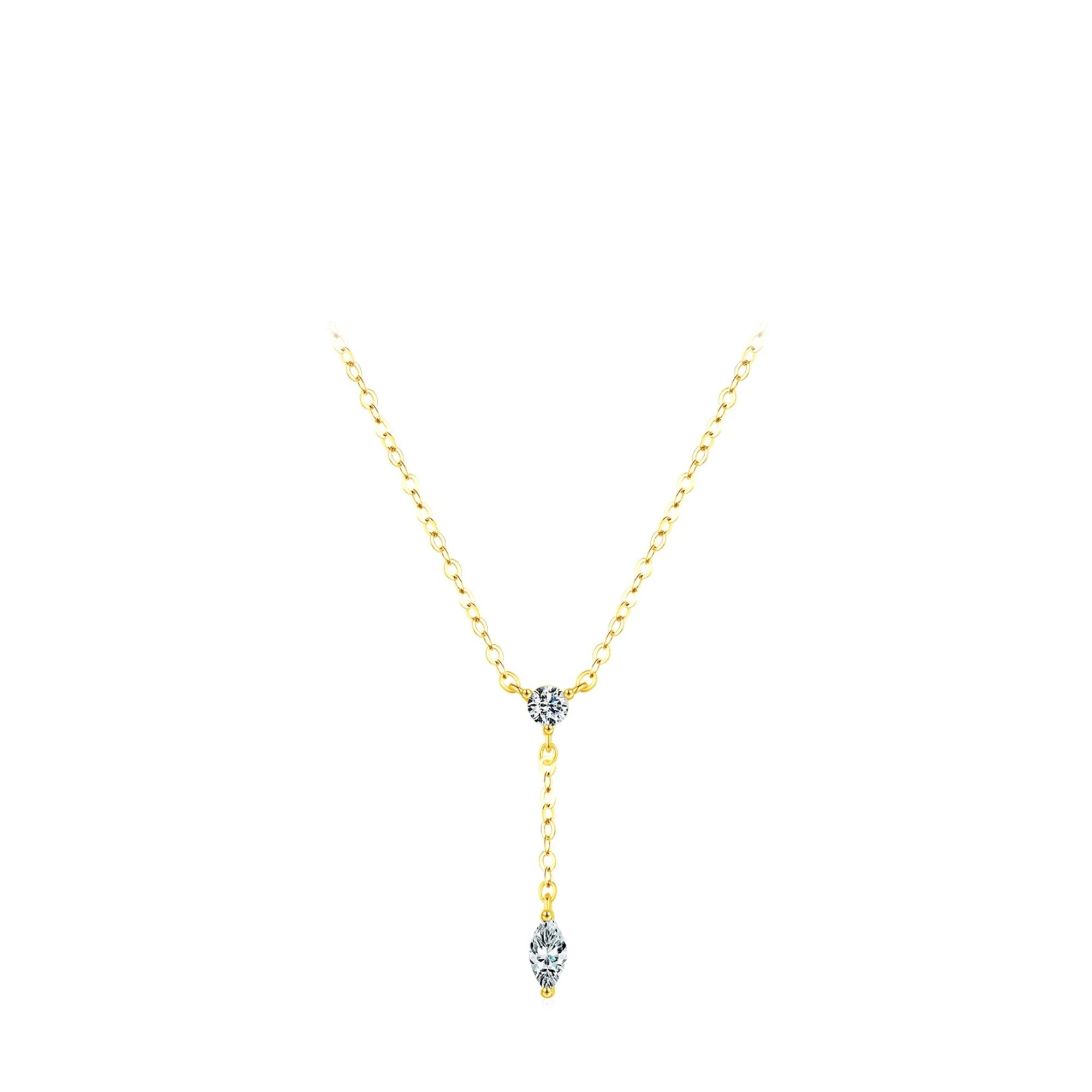 Geometrisch aufgebaute Silberkette mit Zirkoniasteinen – elegant und feminin