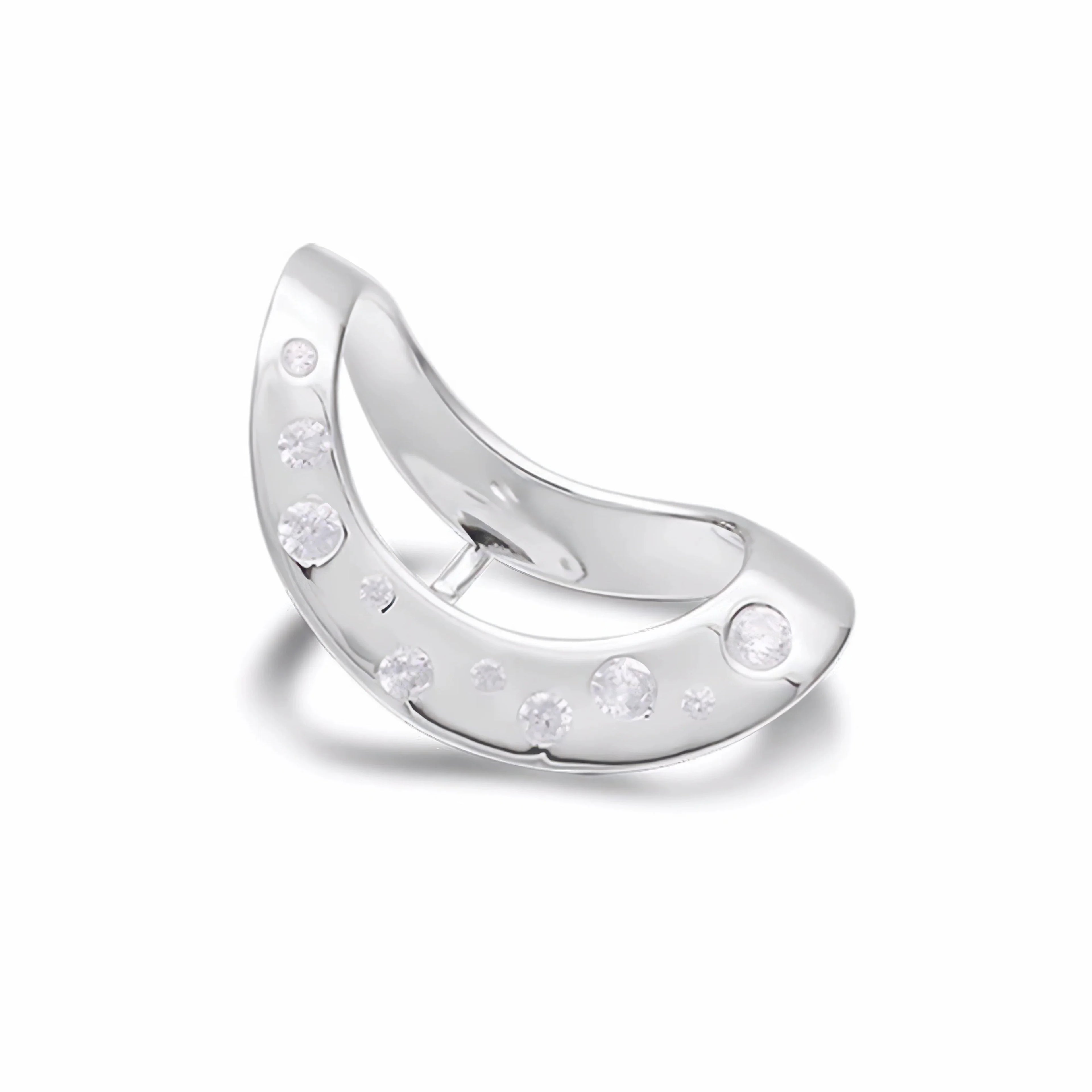 Zirkonia Ear Cuff Nordic Silber – Frontansicht mit Zirkonia-Details