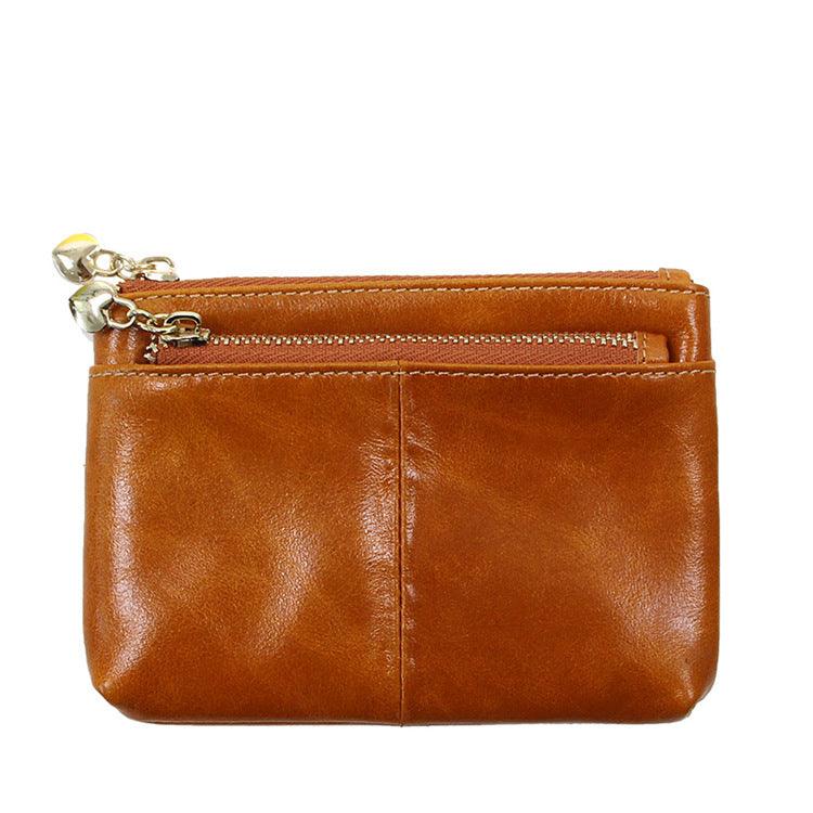 Women's Wallet Short Leather Korean Retro Waxed Leather Wallet