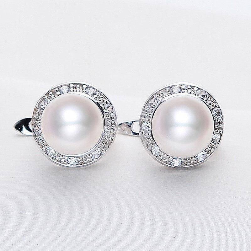 Natural Strong Freshwater Genuine Pearl Earrings In S925 Silver