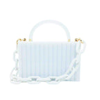 Acryl-Clutch mit weissem Gliedergriff – geometrisches Design mit Eleganz