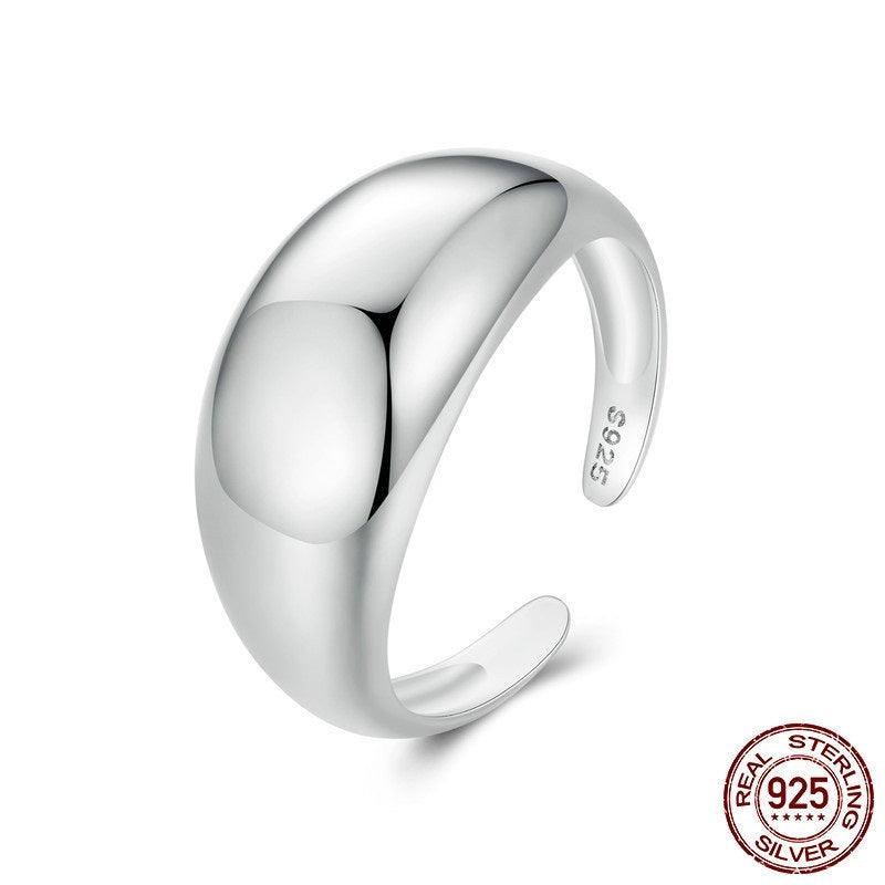 Simple Glossy Argent Pur Open Ring