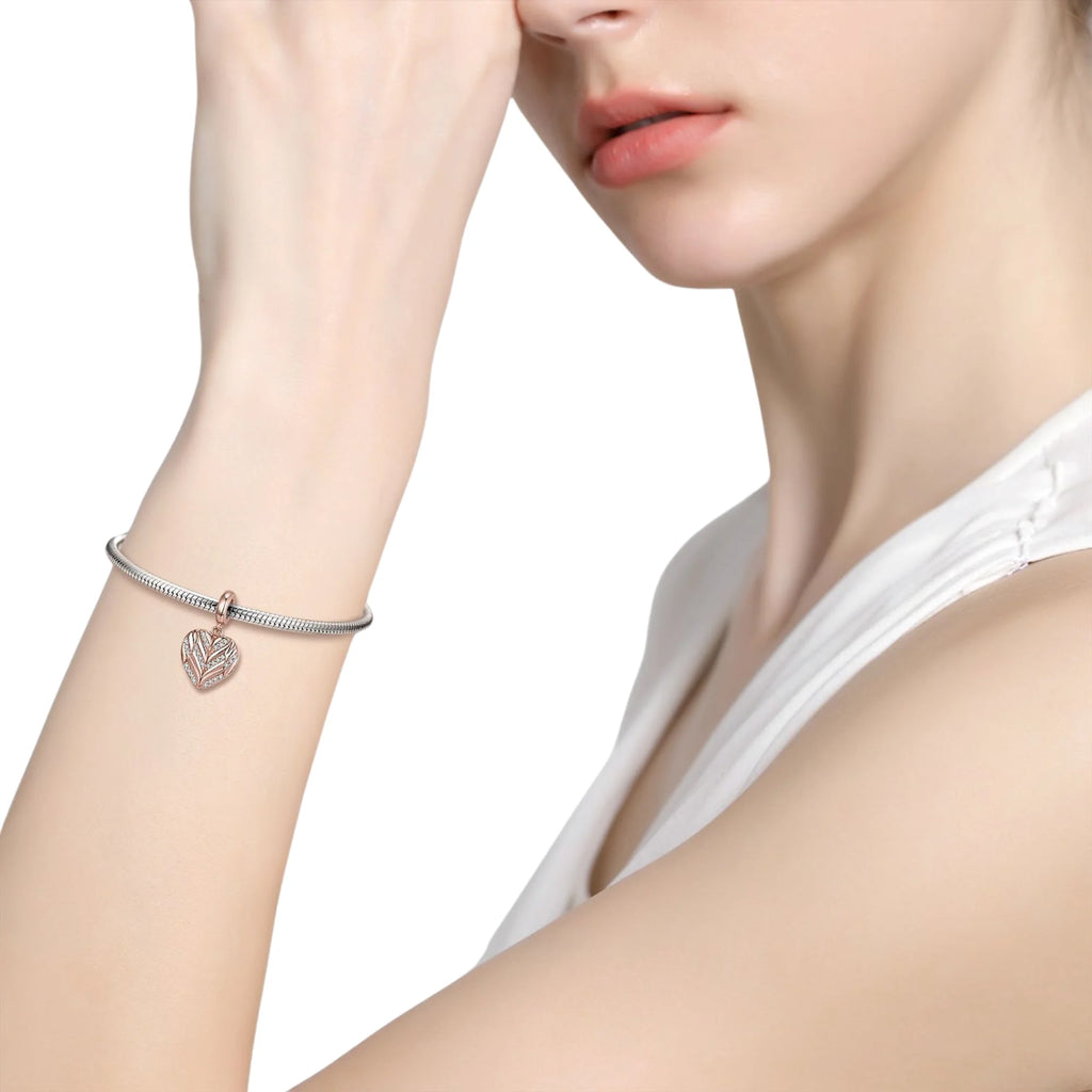 Herzanhänger mit Zirkonia an Armband kombiniert