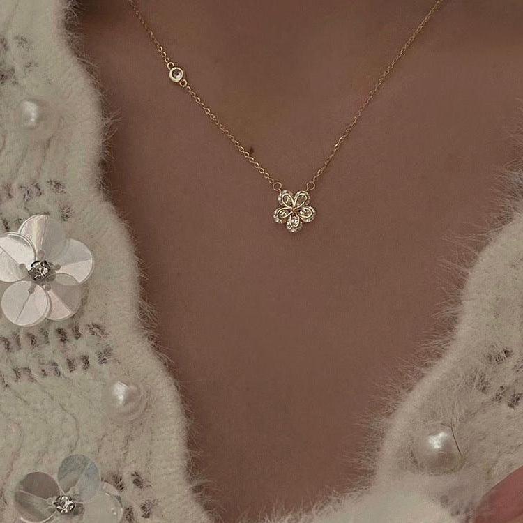 925 Sterling Silver Flowers Necklace For Women