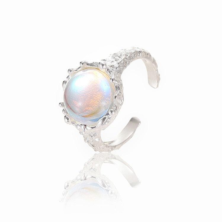 Design Sterling Silver Ring With Moonlight Stone For Women