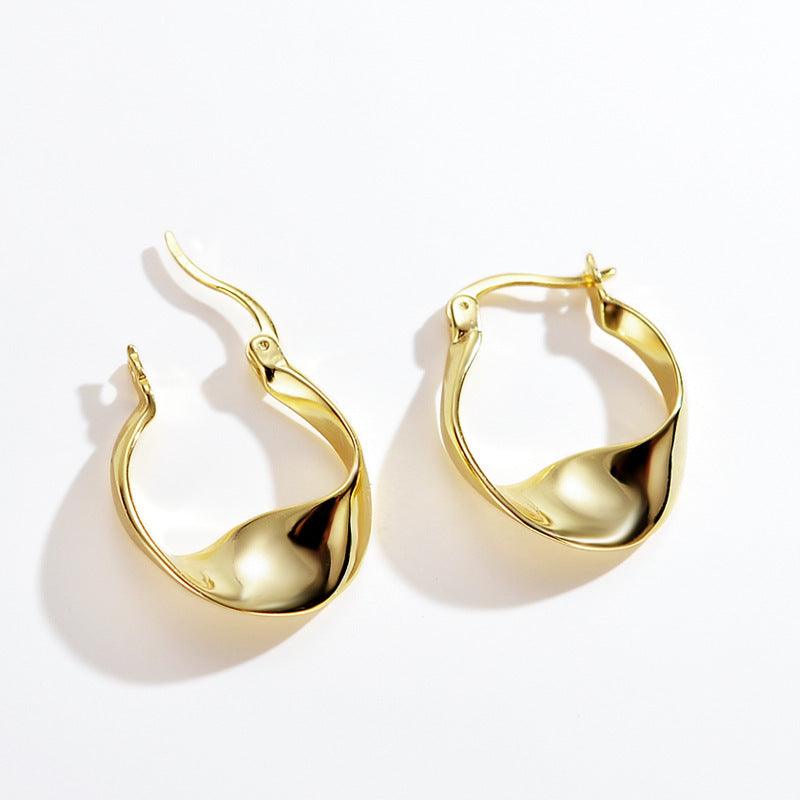 Glossy Twisted Earrings Sterling Silver  Earrings