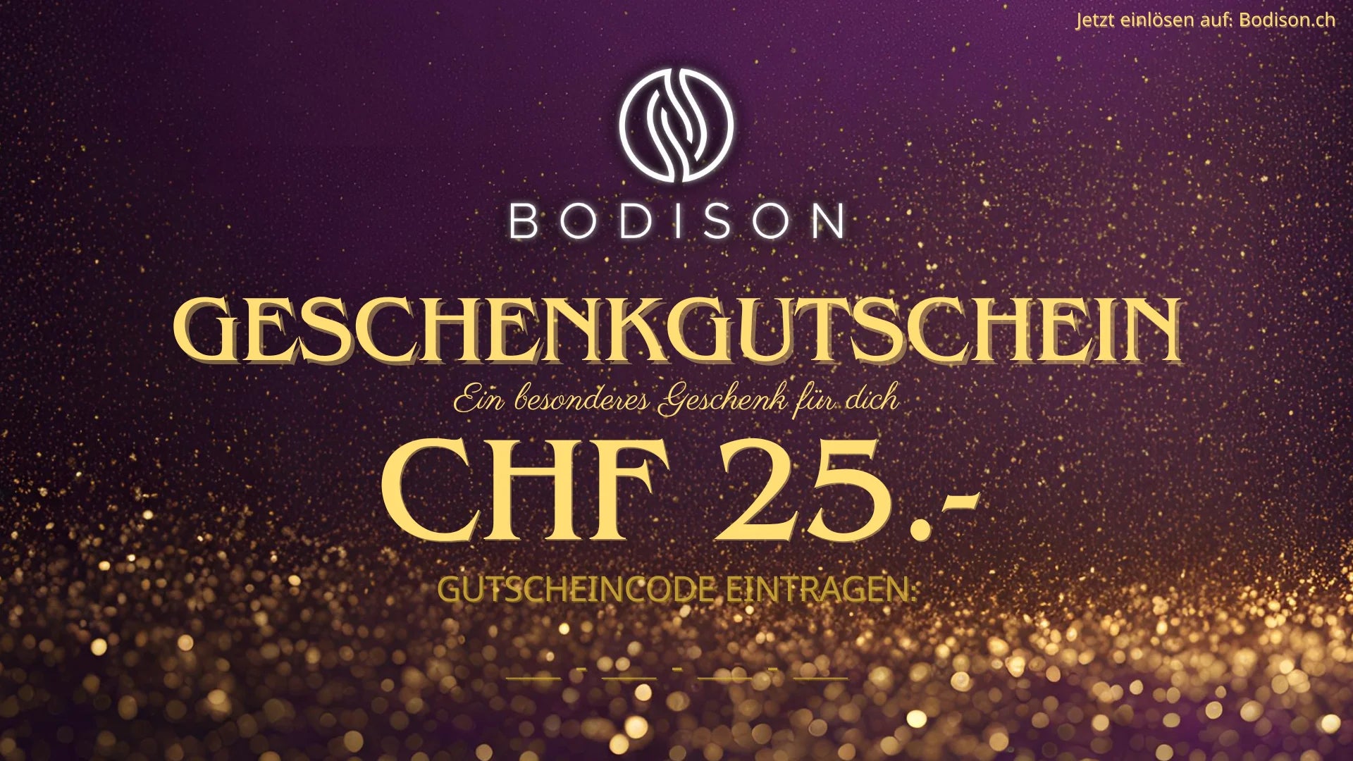 geschenkgutschein kaufen – chf 25 digitaler code, startbild, pdf hinweis