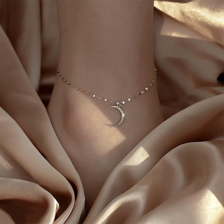 Bohème-Chic Gold-Silber Mond-Anklet von Bodison